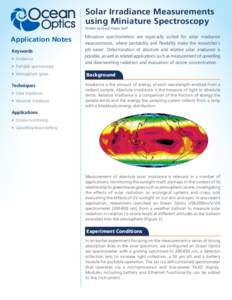 App Note - Solar Irradiance Measurements using Miniature Spectroscopy