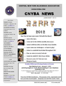 CENTRAL NEW YORK BLUEGRASS ASSOCIATION  WWW.CNYBA.COM CNYBA NEWS J A N U A R Y