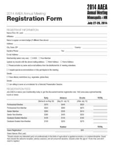 2014 AAEA Annual Meeting  Registration Form