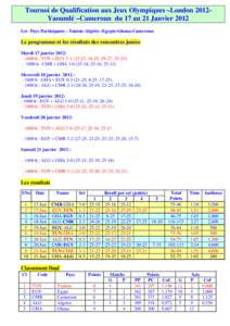 Rapport final - tournoi de qualification au jeux olympiques 2012