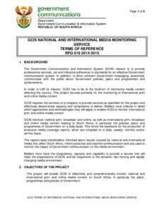 Page 1 of 5  GCIS NATIONAL AND INTERNATIONAL MEDIA MONITORING SERVICE TERMS OF REFERENCE RFQ[removed]