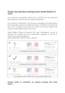 Gestion des identités numériques dans Adobe Reader 6.0 et 8.0 ! # #