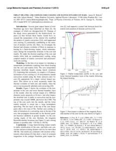 Large Meteorite Impacts and Planetary Evolution Vpdf IMPACT HEATING AND COUPLED CORE COOLING AND MANTLE DYNAMICS ON MARS. James H. Roberts