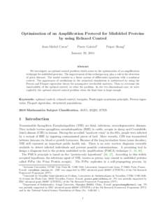 Optimization of an Amplification Protocol for Misfolded Proteins by using Relaxed Control Jean-Michel Coron∗ Pierre Gabriel†