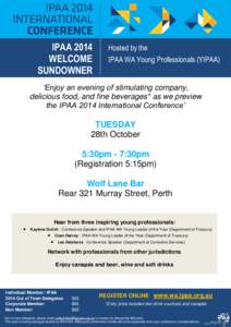 IPAA 2014 WELCOME SUNDOWNER Hosted by the IPAA WA Young Professionals (YIPAA)
