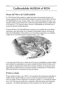 Spanish  pg1 of 4 Coalbrookdale MUSEUM of IRON Museo del Hierro de Coalbrookdale