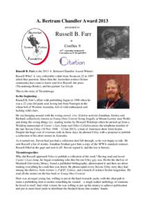 A. Bertram Chandler Award 2013 presented to Russell B. Farr at