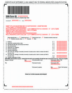 COMPLETE AS OF SEPTEMBER 15, 2006. SUBJECT ONLY TO FEDERAL AND/OR STATE LEGISLATIVE ACTION[removed][removed][removed][removed][removed][removed][removed][removed]