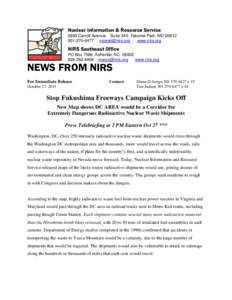Nuclear Information & Resource Service 6930 Carroll Avenue Suite 340 Takoma Park, MD6477  www.nirs.org  NIRS Southeast Office