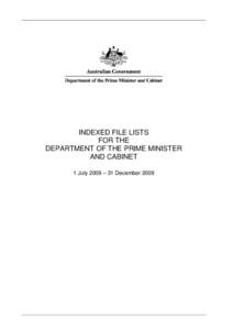 Departmental File List - July to December 2009