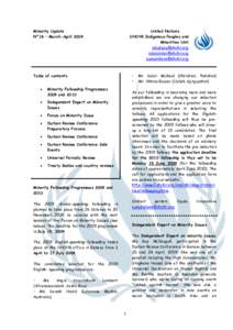 Minority Update N°18 – March-April 2009 United Nations OHCHR Indigenous Peoples and Minorities Unit