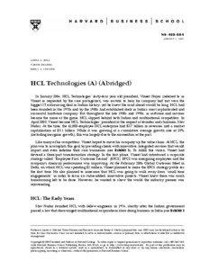 HCL Technologies (A) (Abridged)