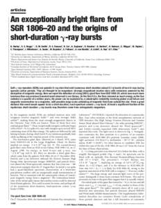 Physics / Gamma-ray bursts / Plasma physics / Soft gamma repeaters / Pulsars / Magnetar / SGR 1806-20 / Reuven Ramaty High Energy Solar Spectroscopic Imager / X-ray astronomy / Astronomy / Space / Star types