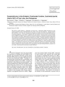 Zoological Studies 47(5): [removed]Zooplanktivory in the Endemic Freshwater Sardine, Sardinella tawilis