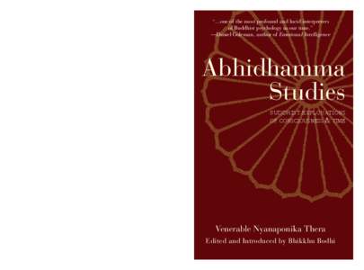 Abhidhamma Studies: Buddhist Explorations of Consciousness & Time