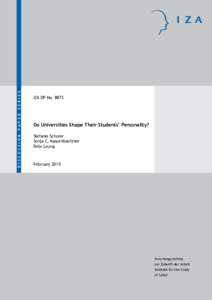 Do Universities Shape Their Students’ Personality?