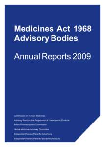 Medicines Act 1968 Advisory Bodies Annual Reports[removed]Commission on Human Medicines