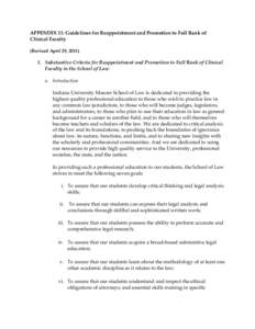 APPENDIX 11: Guidelines for Reappointment and Promotion to Full Rank of Clinical Faculty (Revised April 29, [removed]Substantive Criteria for Reappointment and Promotion to Full Rank of Clinical Faculty in the School of 