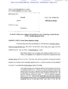 Case 1:14-cvRMB-AJP Document 207 FiledPage 1 of 17  UNITED STATES DISTRICT COURT SOUTHERN DISTRICT OF NEW YORK --------------------------------------- x