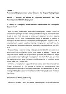 Chapter 2 Promotion of Employment and Labour Measures that Respect Working People Section 1.