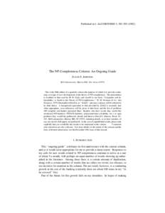 Published in J. ALGORITHMS 3, The NP-Completeness Column: An Ongoing Guide DAVID S. JOHNSON Bell Laboratories, Murray Hill, New Jersey 07974