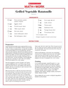 Grilled Vegetable Ratatouille Serves 6 INGREDIENTS 