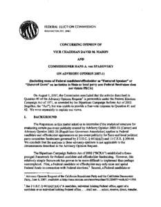 FEDERAL ELECTION COMMISSION WASHINGTON. D.C[removed]CONCURRING OPINION OF VICE CHAIRMAN DAVID M. MASON