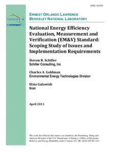 National Energy Efficiency Evaluation, Measurement and Verification (EM&V) Standard: Scoping Study of Issues and Implementation Requirements