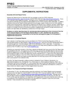 FFIEC Federal Financial Institutions Examination Council Arlington, VA[removed]CALL REPORT DATE: December 31, 2012 FOURTH 2012 CALL, NUMBER 262