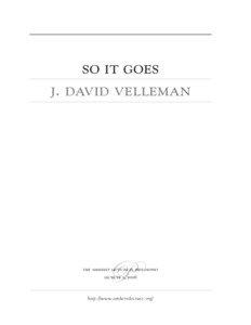 So It Goes J. David Velleman