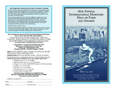 THE MARITIME ASSOCIATION’S SHIP’S LOOKOUT AWARD  18th Annual