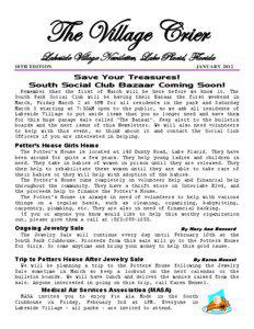 The Village Crier  Lakeside Village Newsletter, Lake Placid, Florida