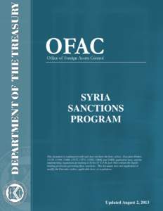 International Emergency Economic Powers Act / Office of Foreign Assets Control / Syria / U.S. State Department list of Foreign Terrorist Organizations / Asia / International sanctions / 65th United States Congress