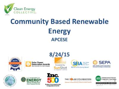 S s Community Based Renewable Energy APCESE