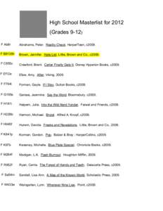 Microsoft Word - High School 2012 Masterlist.docx