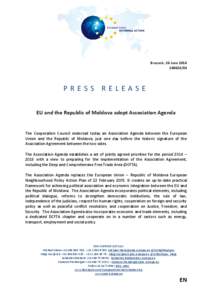 Brussels, 26 June[removed]PRESS RELEASE EU and the Republic of Moldova adopt Association Agenda