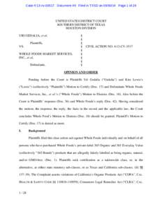 Case 4:13-cvDocument 49 Filed in TXSD onPage 1 of 28  UNITED STATES DISTRICT COURT SOUTHERN DISTRICT OF TEXAS HOUSTON DIVISION URI GEDALIA, et al,