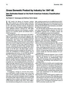 70  December 2005 Gross Domestic Product by Industry for 1947–86 New Estimates Based on the North American Industry Classification