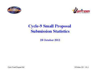 Cycle-9 Small Proposal Submission Statistics 28 October 2012 Cycle-9 Small Proposal Call