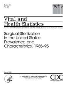 Series 23 No. 20 Vital and Health Statistics From the CENTERS FOR DISEASE CONTROL AND PREVENTION / National Center for Health Statistics