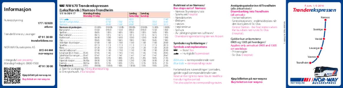 Ruteopplysning 	 atb.no TrønderBilene as, Levanger