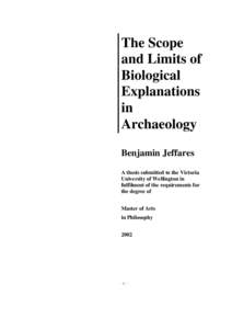 The Scope and Limits of Biological Explanations in Archaeology