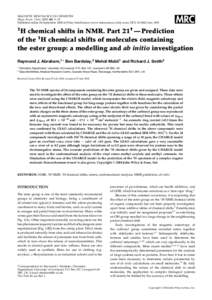 Spectroscopy / Functional groups / Proton NMR / Nuclear magnetic resonance spectroscopy / Chemical shift / Carbonyl / Carboxylic acid / Ester / A value / Chemistry / Nuclear magnetic resonance / Organic chemistry