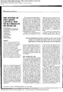 The mystery of the cabinet castaway: Why we buy products we never use Brian Wansink; S Adam Brasel; Steven Amjad Journal of Family and Consumer Sciences; 2000; 92, 1; Research Library pg[removed]Reproduced with permission 