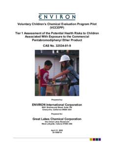 Voluntary Children’s Chemical Evaluation Program Pilot (VCCEPP) Tier 1 Assessment of the Potential Health Risks to Children Associated With Exposure to the Commercial Pentabromodiphenyl Ether Product CAS No