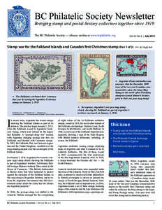 BC Philatelic Society Newsletter Bringing stamp and postal-history collectors together since 1919 The BC Philatelic Society — Always on-line at www.bcphilatelic.org Vol. 63, No. 6 | July 2013