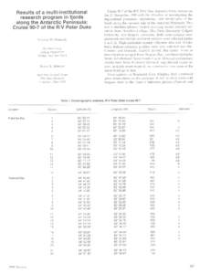 Results of a multi-institutional research program in fjords along the Antarctic Peninsula: Cruise 90-7 of the R/V Polar Duke EUGENE W. DOMACK Hamilton College