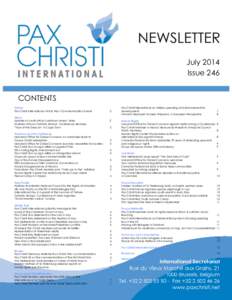 July 2014 Issue 246 CONTENTS Global Pax Christi International: World War I Commemoration Events Africa