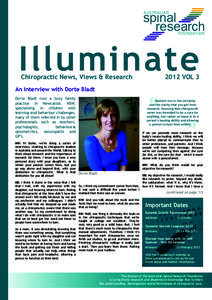 Illuminate Chiropractic News, Views & Research 2012 VOL 3  An interview with Dorte Bladt