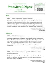 HOUSE OF REPRESENTATIVES  Sept-Oct 2010 Procedural Digest No. 80